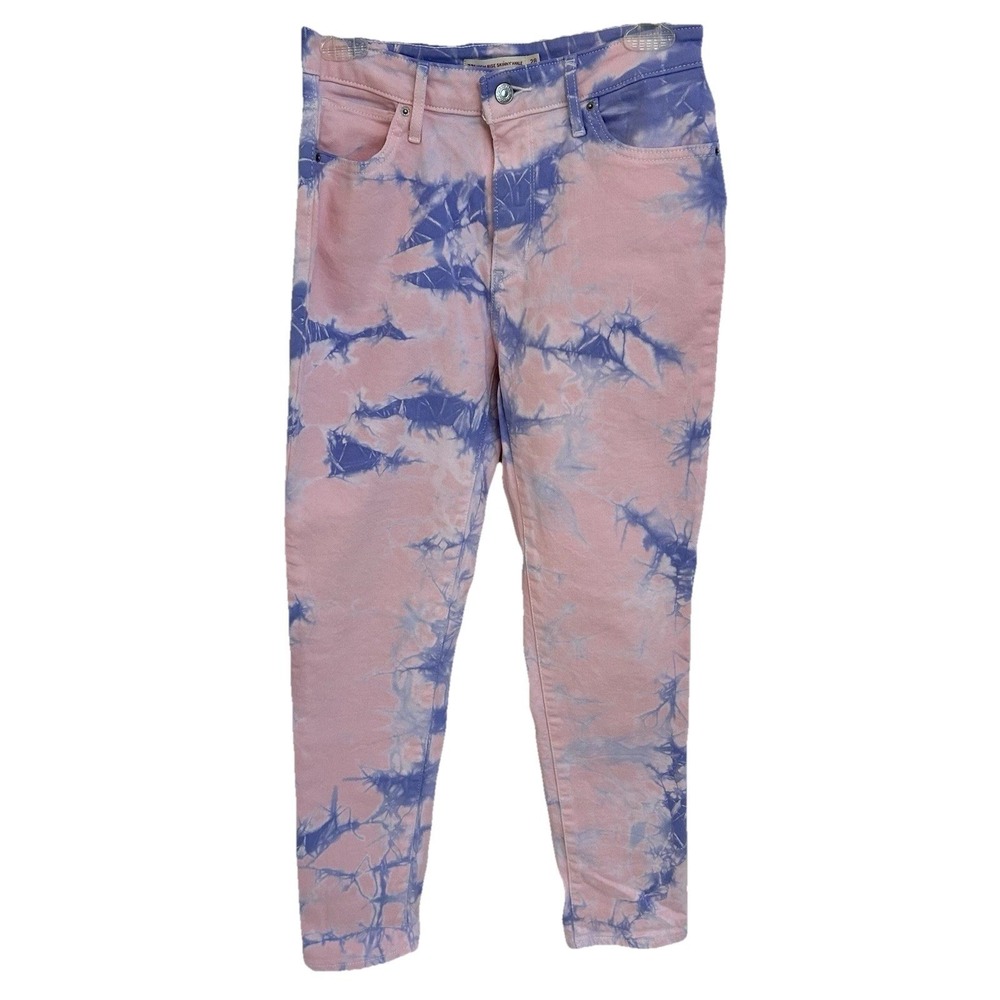 Levis 721 High Rise Skinny Ankle Jeans Vibrant Pink‎ Purple Tie Dye 28 NWOT 90's